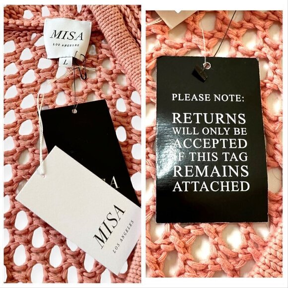 Misa Pink‎ Crochet Hoodie Sweater, Shamani Hoodie, Size  L, New with tag - Picture 6 of 12